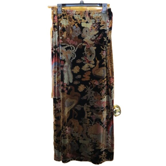 VTG Boston Proper Multicolored Midi Skirt Velveteen Size M/L - Picture 1 of 9